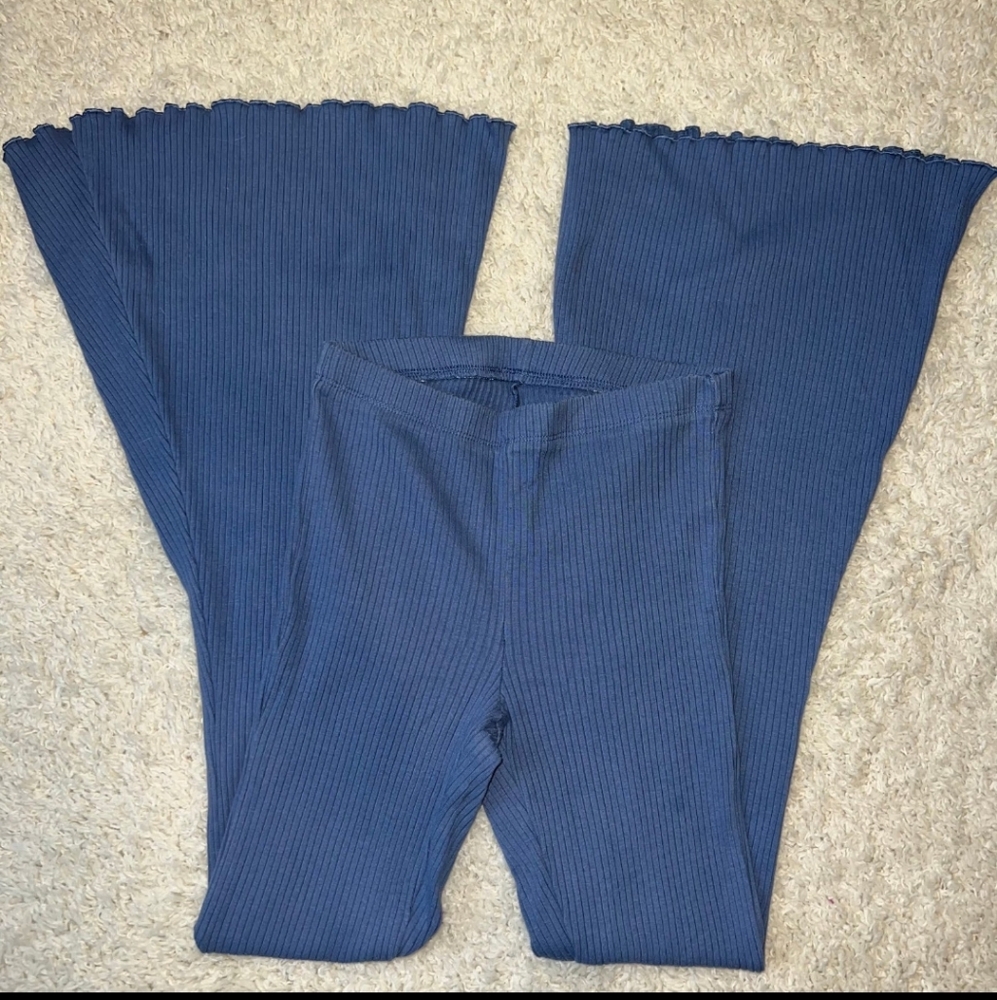 Aerie ribbed blue flare pants Size Small